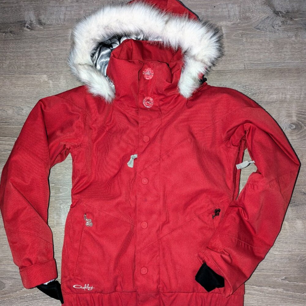 OAKLEY Gretchen Bleiler Red Ski or Snowboard Jacket XS in Perfect Condition